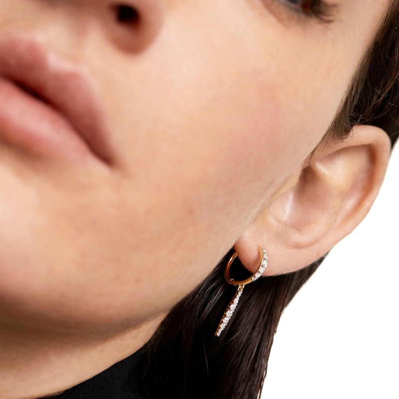 Main Image 2 of PDPAOLA™ at Zales 1/2 CT. T.W. Lab-Grown Diamond Hoop Drop Earrings in 18K Gold