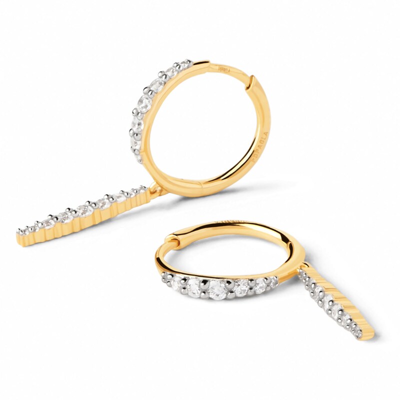 Main Image 4 of PDPAOLA™ at Zales 1/2 CT. T.W. Lab-Grown Diamond Hoop Drop Earrings in 18K Gold