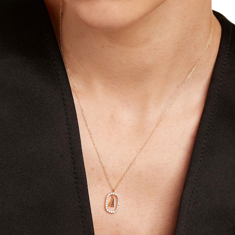 Main Image 2 of PDPAOLA™ at Zales 1/3 CT. T.W. Lab-Grown Diamond Initial Pendant in 18K Gold - 19.5" (Select Letters Only)
