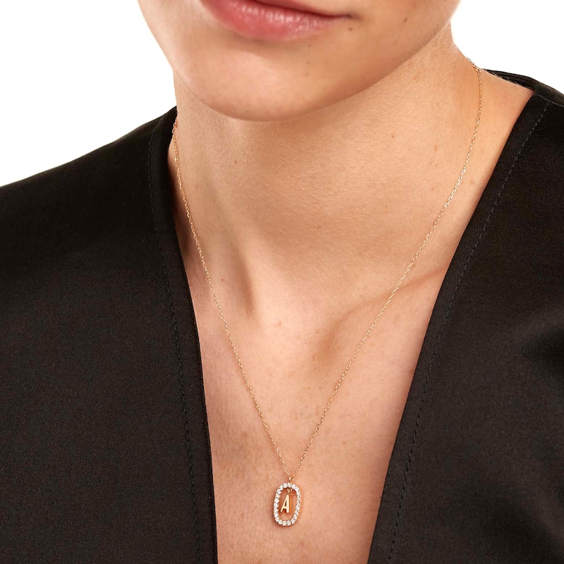 Main Image 4 of PDPAOLA™ at Zales 1/3 CT. T.W. Lab-Grown Diamond Initial Pendant in 18K Gold - 19.5" (Select Letters Only)