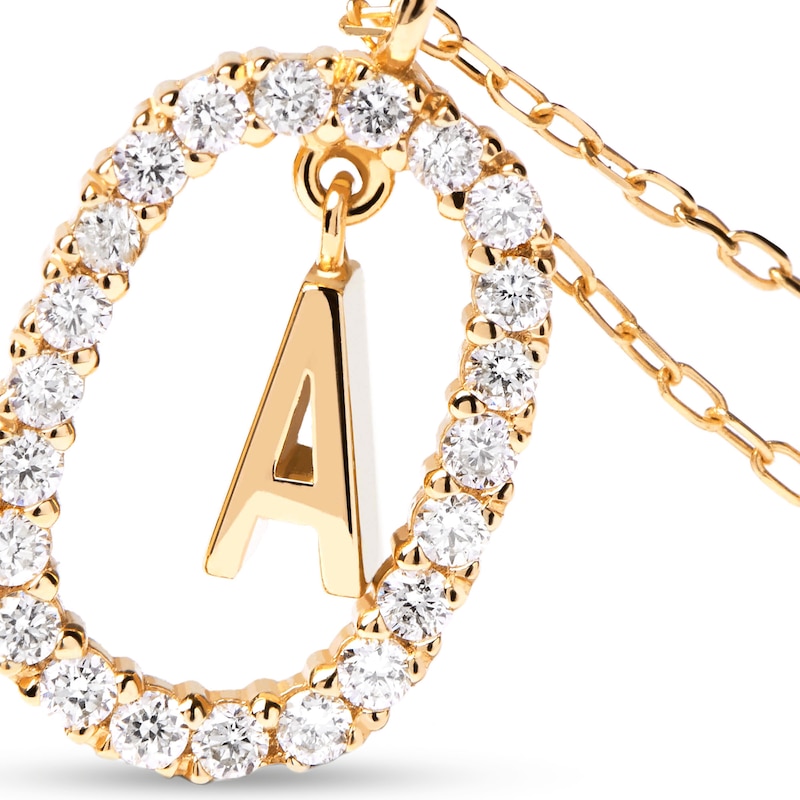 Main Image 5 of PDPAOLA™ at Zales 1/3 CT. T.W. Lab-Grown Diamond Initial Pendant in 18K Gold - 19.5" (Select Letters Only)