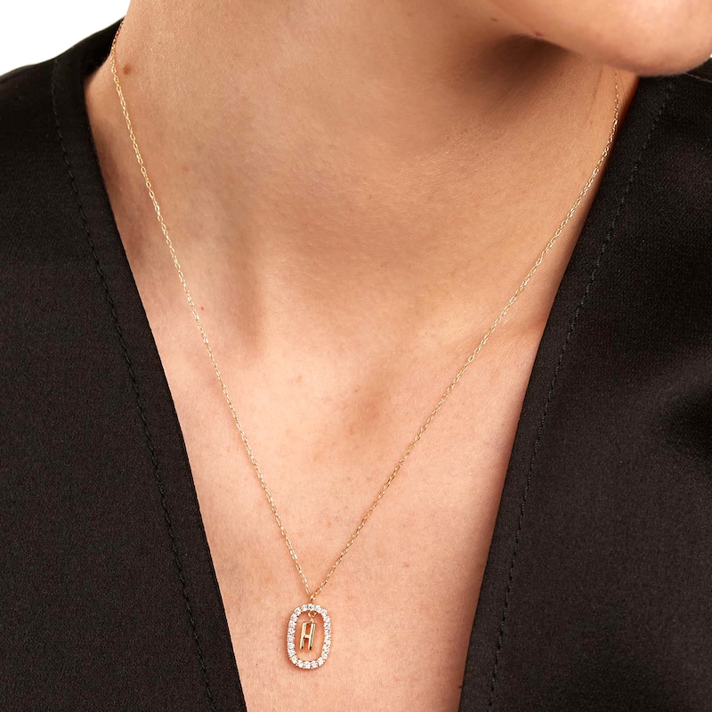 Main Image 3 of PDPAOLA™ at Zales 1/3 CT. T.W. Lab-Grown Diamond "H" Initial Pendant in 18K Gold - 19.5"