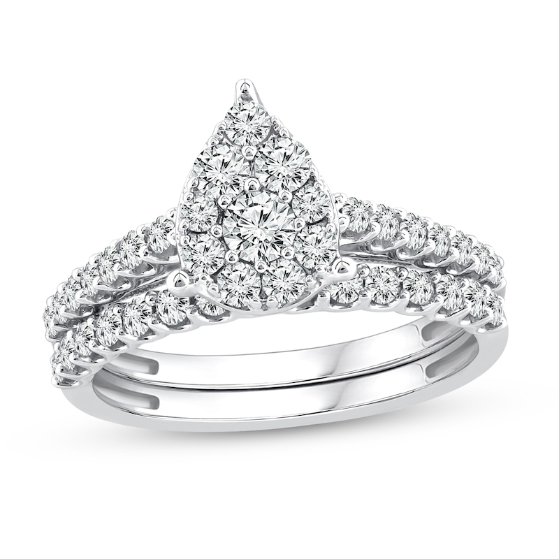 Main Image 1 of 1 CT. T.W. Pear Multi-Diamond Teardrop Bridal Set in 10K White Gold
