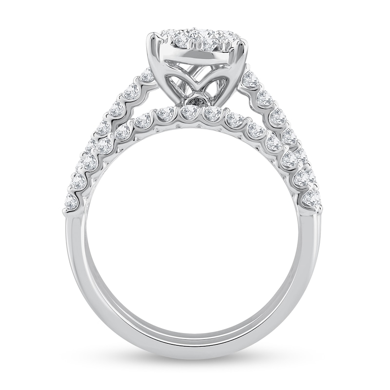 Main Image 3 of 1 CT. T.W. Pear Multi-Diamond Teardrop Bridal Set in 10K White Gold