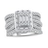 Thumbnail Image 1 of 2 CT. T.W. Emerald Multi-Diamond Multi-Row Vintage-Style Three Piece Bridal Set in 14K White Gold