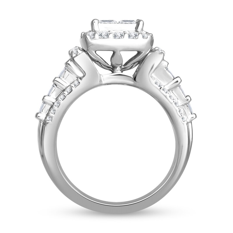 Main Image 3 of 1-3/4 CT. T.W. Quad Princess-Cut Diamond Frame Tiered Shank Engagement Ring in 14K White Gold