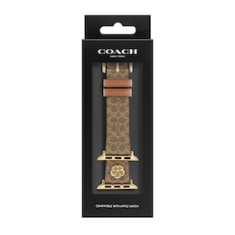 Ladies' Coach Apple Straps Tan Leather Interchangeable Replacement Band Smart Watch Attachment (Model: 14700235)