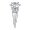 Thumbnail Image 1 of 1 CT. T.W. Cushion Multi-Diamond Frame Split Shank Multi-Row Engagement Ring in 10K White Gold