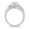 Thumbnail Image 2 of 1 CT. T.W. Cushion Multi-Diamond Frame Split Shank Multi-Row Engagement Ring in 10K White Gold
