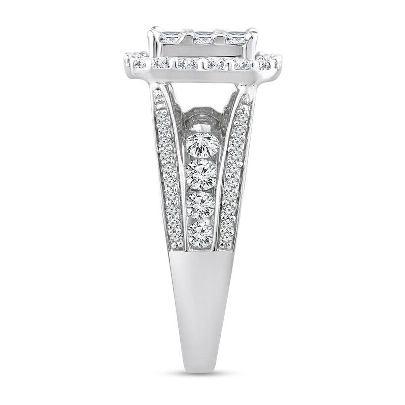 Main Image 2 of 2 CT. T.W. Princess Multi-Diamond Frame Triple Row Engagement Ring in 10K White Gold