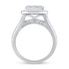 Thumbnail Image 3 of 2 CT. T.W. Princess Multi-Diamond Frame Triple Row Engagement Ring in 10K White Gold