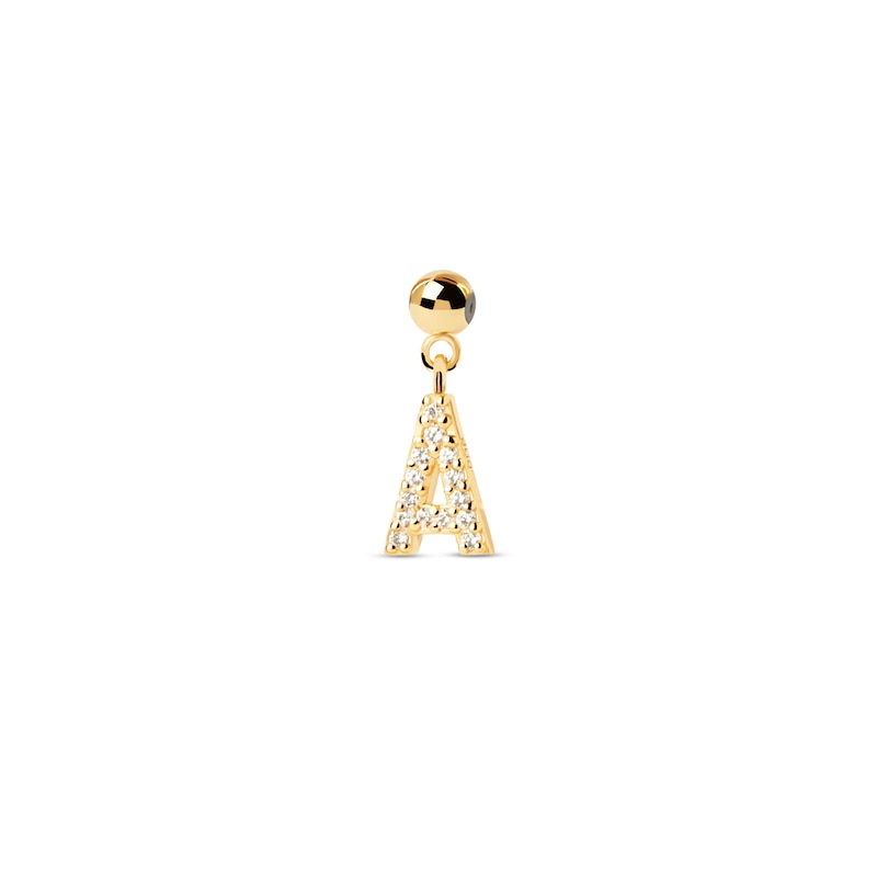 Main Image 1 of PDPAOLA™ at Zales Cubic Zirconia Letter Initial Bead Charm in Sterling Silver with 18K Gold Plate (Letters A-Z)