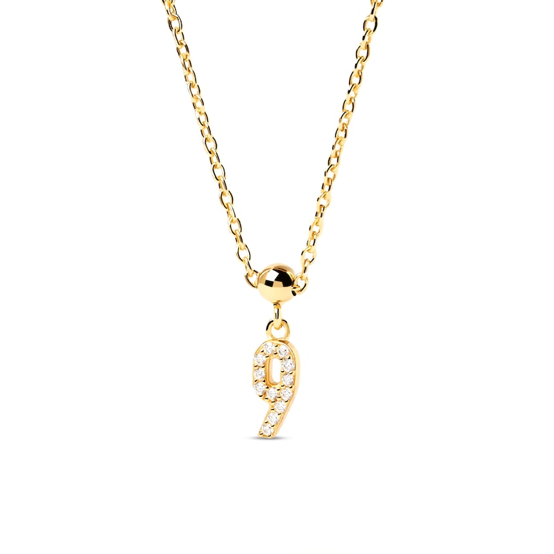Main Image 3 of PDPAOLA™ at Zales Cubic Zirconia Number "9" Bead Charm in Sterling Silver with 18K Gold Plate