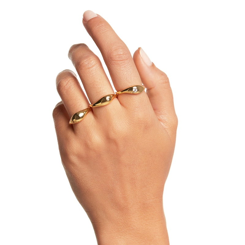 Main Image 3 of PDPAOLA™ at Zales Cubic Zirconia Stack Ring Set in Sterling Silver with 18K Gold Plate