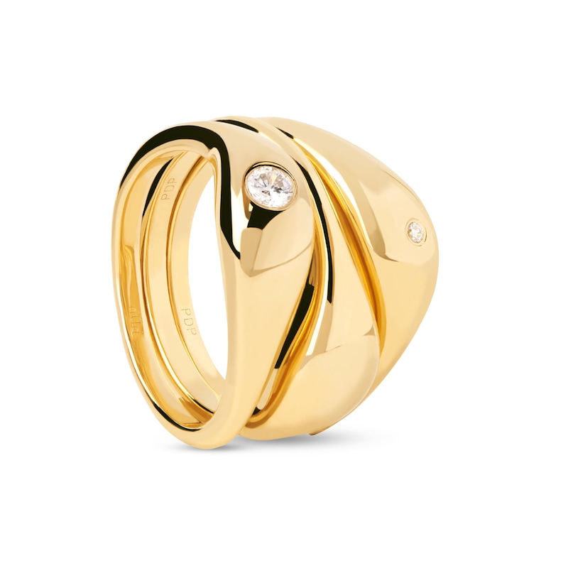 Main Image 4 of PDPAOLA™ at Zales Cubic Zirconia Stack Ring Set in Sterling Silver with 18K Gold Plate