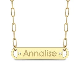 Diamond Accent Bold Engravable 32.0mm Bar Necklace (1 Line)