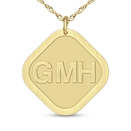 Men's Engravable Tilted 26.0mm Square Monogram Tag Pendant (1-3 Initials) - 22"