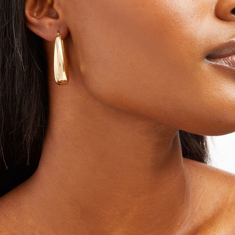 Main Image 2 of 60.0mm Sculpted Hollow 14K Gold Hoop Earrings