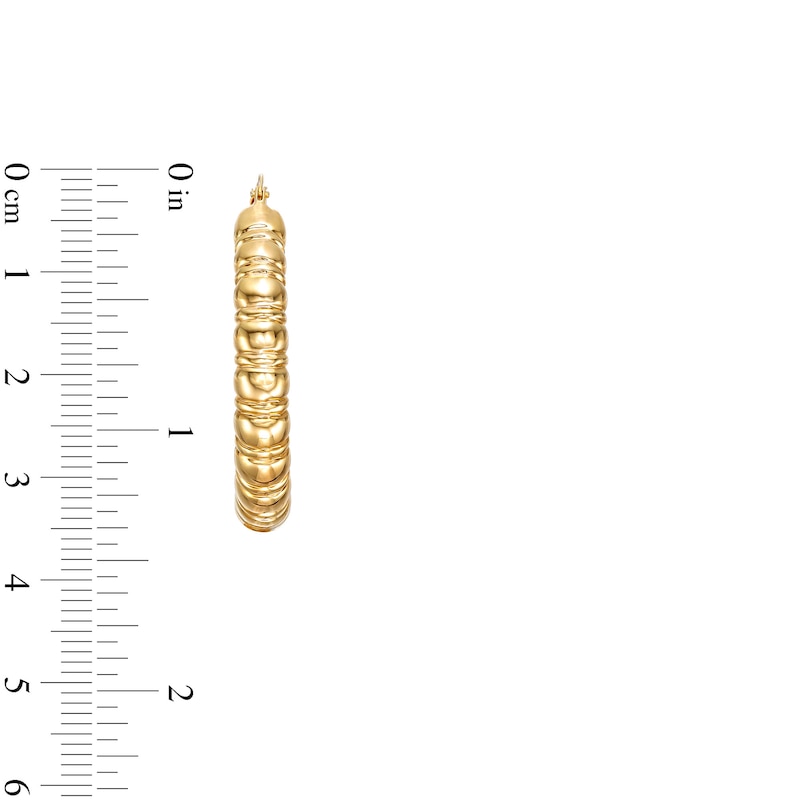 Main Image 3 of 31.0mm Sculpted Hollow 14K Gold Hoop Earrings