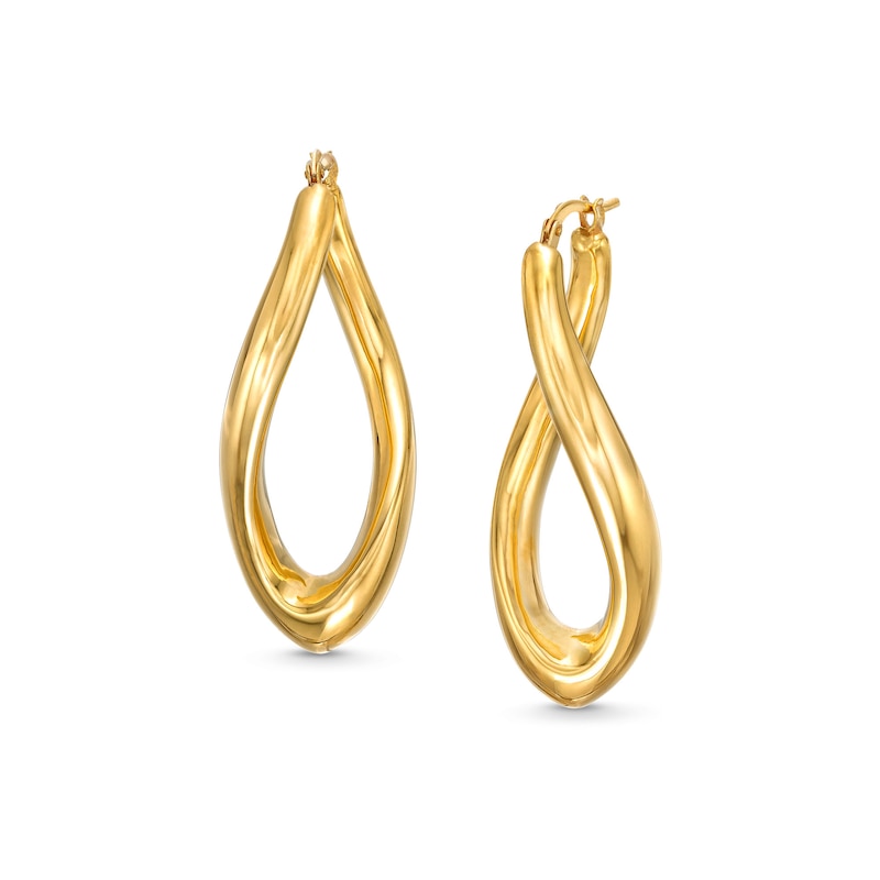 Main Image 1 of 21.0mm Sculpted Hollow 14K Gold Hoop Earrings
