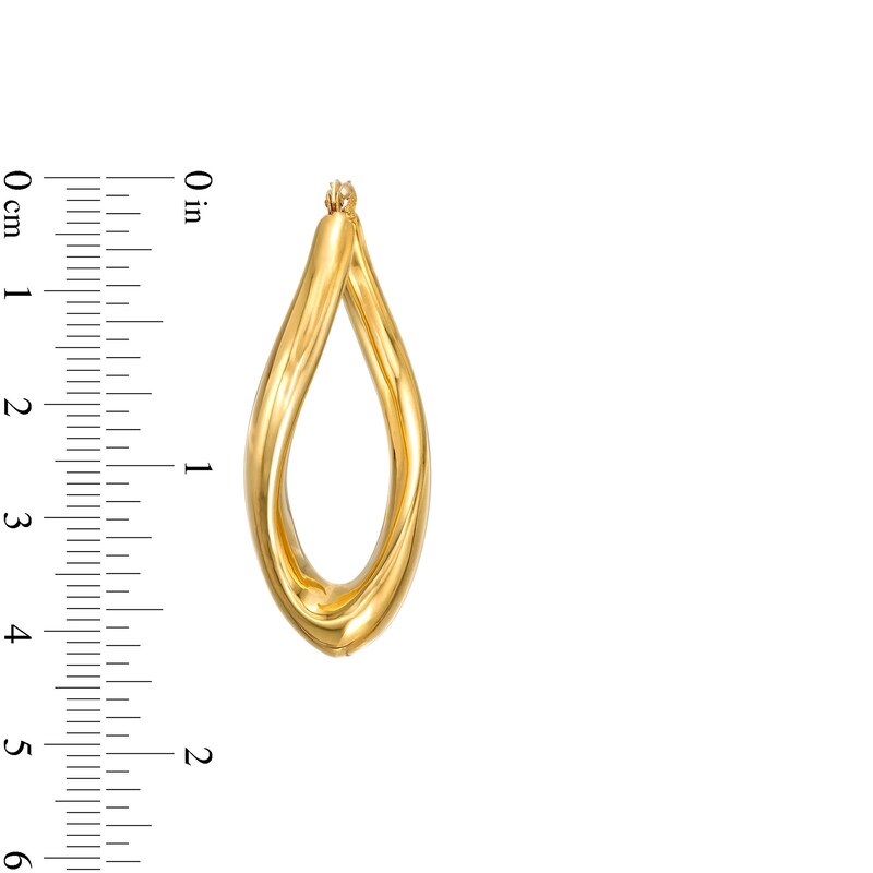Main Image 3 of 21.0mm Sculpted Hollow 14K Gold Hoop Earrings