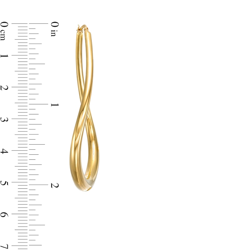 Main Image 3 of 58.0mm Sculpted Hollow 14K Gold Hoop Earrings