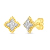 Thumbnail Image 1 of 1/4 CT. T.W. Diamond Bead Edge Flower Stud Earrings in 14K Gold