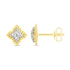 Thumbnail Image 2 of 1/4 CT. T.W. Diamond Bead Edge Flower Stud Earrings in 14K Gold