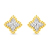 Thumbnail Image 3 of 1/4 CT. T.W. Diamond Bead Edge Flower Stud Earrings in 14K Gold