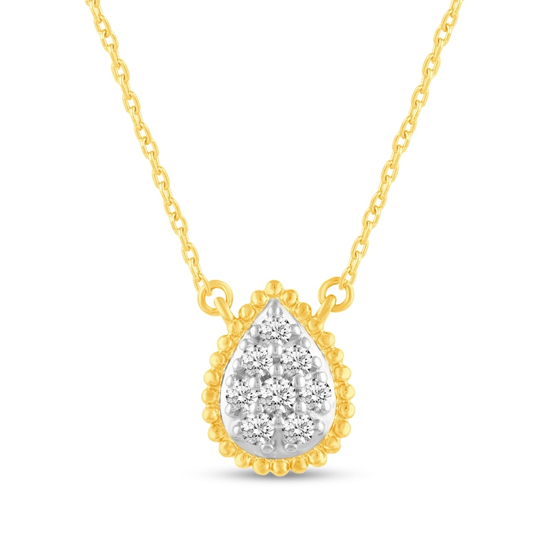 Main Image 1 of 1/4 CT. T.W. Pear Multi-Diamond Teardrop Bead Edge Necklace in 14K Gold