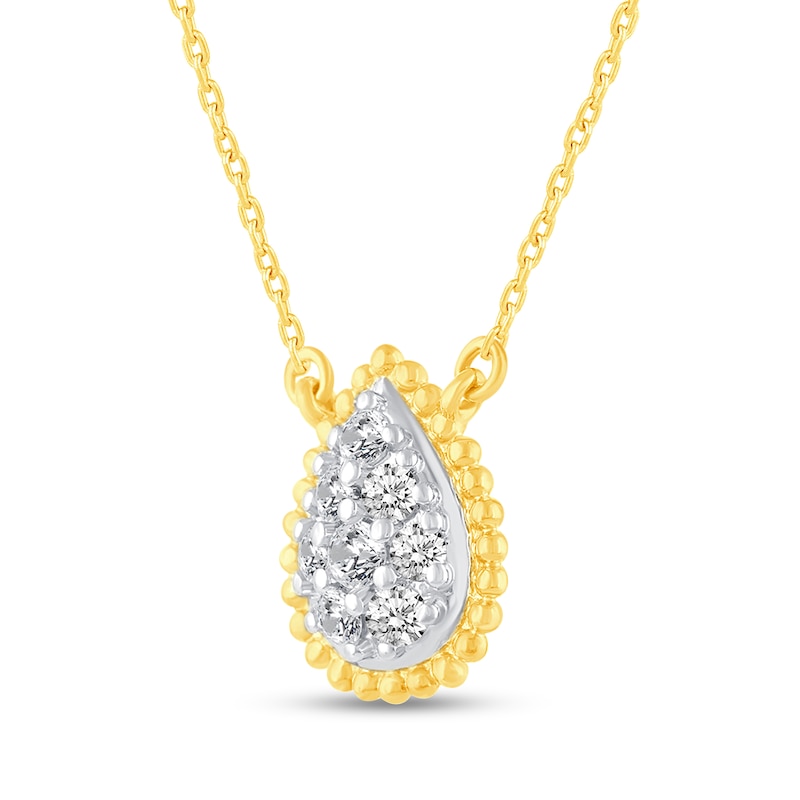 Main Image 2 of 1/4 CT. T.W. Pear Multi-Diamond Teardrop Bead Edge Necklace in 14K Gold