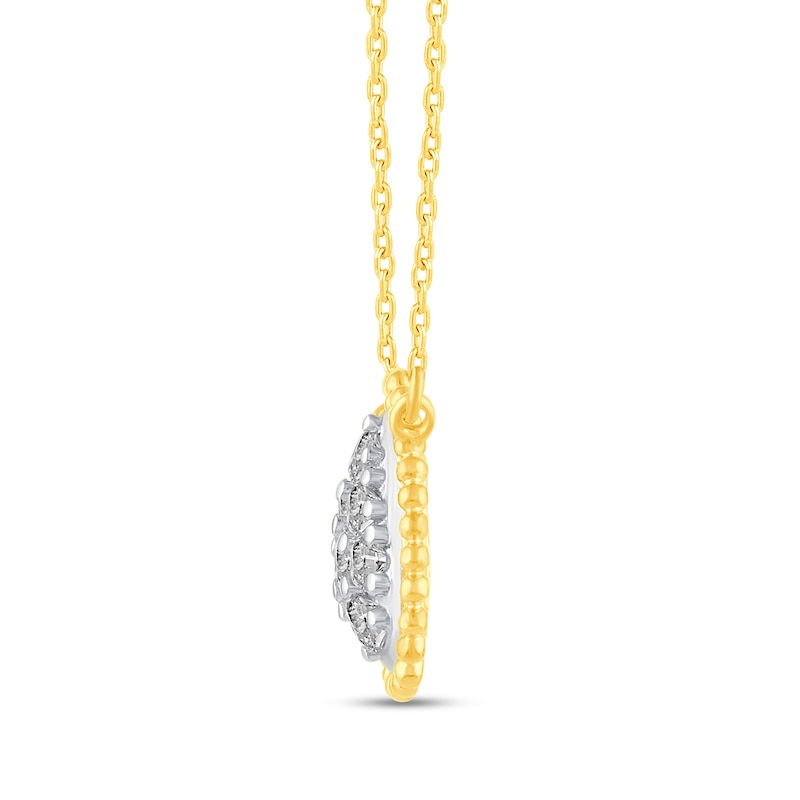 Main Image 3 of 1/4 CT. T.W. Pear Multi-Diamond Teardrop Bead Edge Necklace in 14K Gold