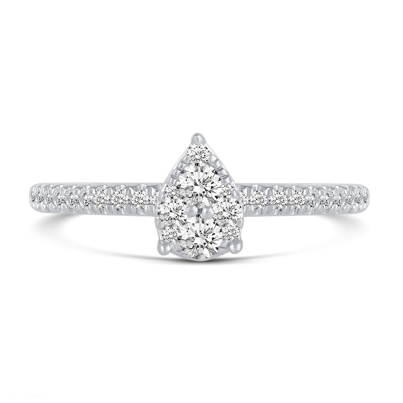 Main Image 4 of 3/8 CT. T.W. Pear Multi-Diamond Engagement Ring in 14K White Gold