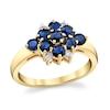 Thumbnail Image 1 of Blue Sapphire and 1/20 CT. T.W. Diamond Sideways Marquise Cluster Ring in 14K Gold