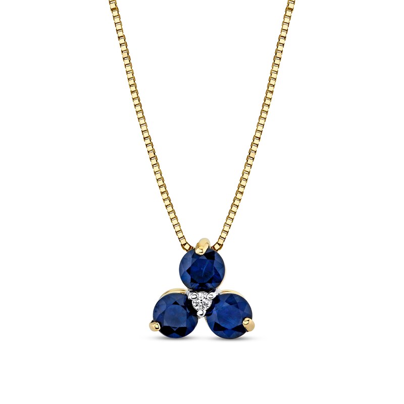 Main Image 1 of Blue Sapphire and Diamond Accent Trio Pendant in 14K Gold