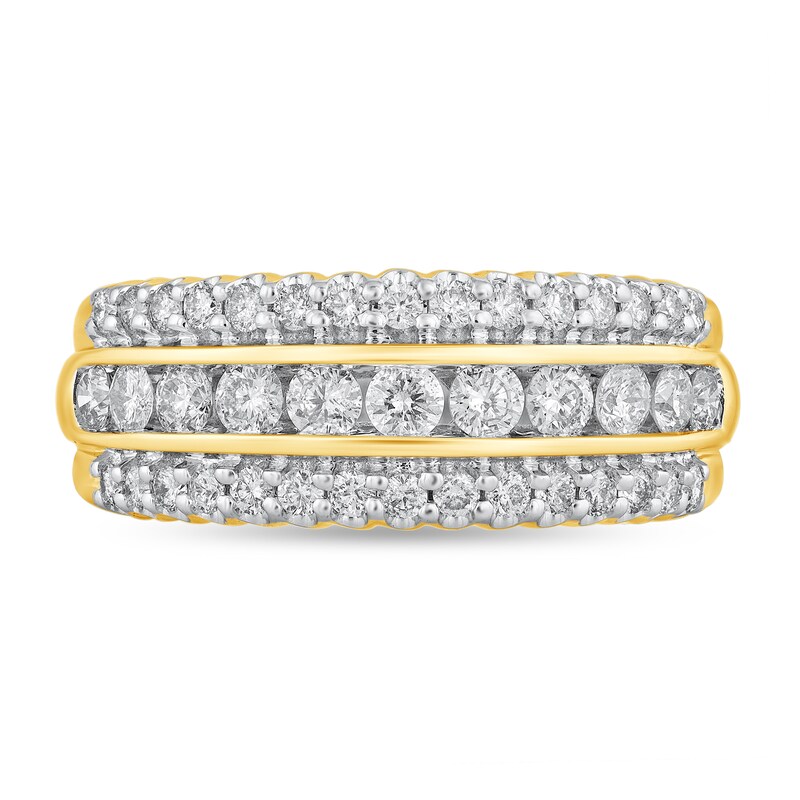 Main Image 3 of 1 CT. T.W. Diamond Scallop Edge Triple Row Band in 10K Gold