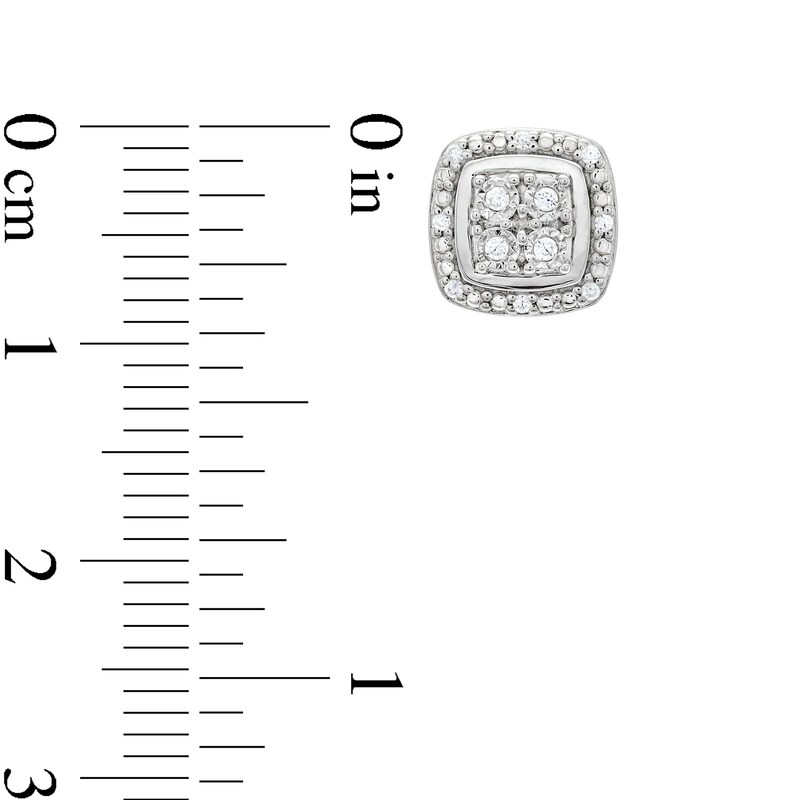 1/10 CT. T.W. Quad Diamond Cushion Frame Stud Earrings in Sterling