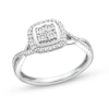 Thumbnail Image 0 of 1/10 CT. T.W. Quad Diamond Cushion Frame Twist Shank Ring in Sterling Silver