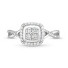 Thumbnail Image 3 of 1/10 CT. T.W. Quad Diamond Cushion Frame Twist Shank Ring in Sterling Silver