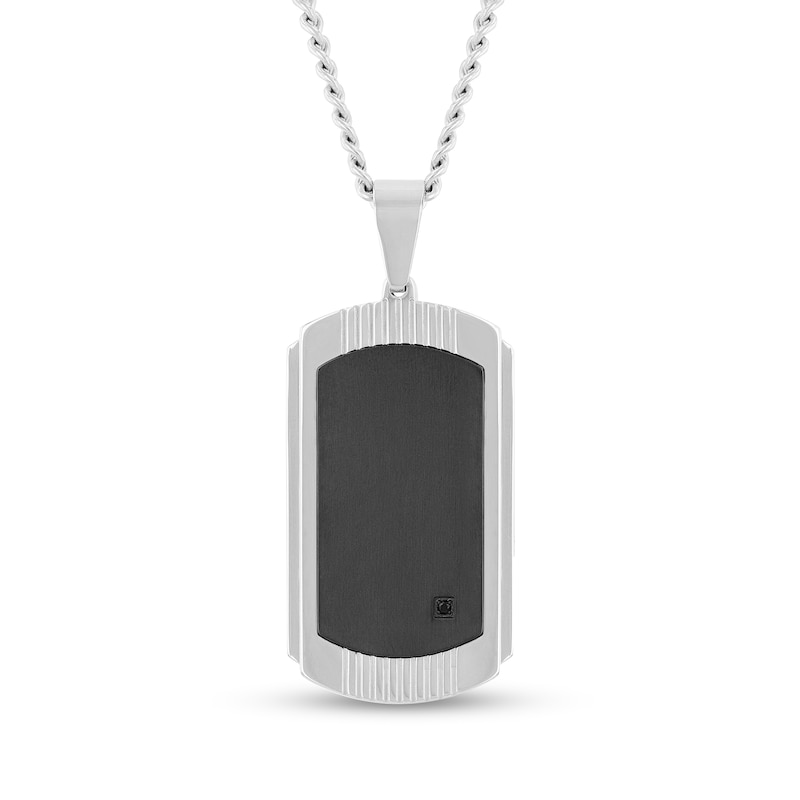 Main Image 2 of Black Diamond Accent Dog Tag, Cross Pendant and Link Bracelet Set in Stainless Steel with Black Ion-Plate