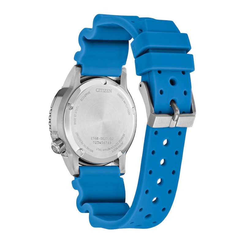 Main Image 3 of Ladies' Citizen Eco-Drive® Promaster Dive Blue Rubber Strap Watch with Dark Blue Dial (Model: EO2028-06L)