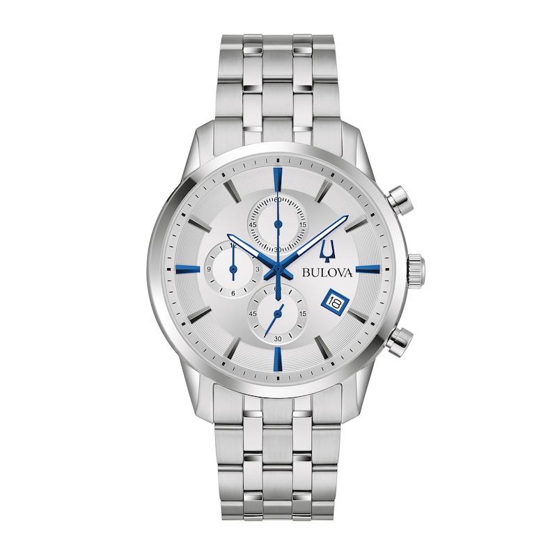 Main Image 1 of Men's Bulova Classic Sutton Silver-Tone Blue Accent Chronograph Watch (Model: 96B404)