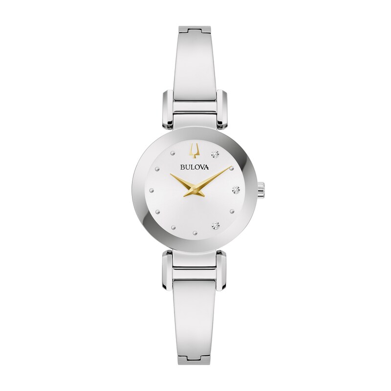 Main Image 1 of Ladies' Marc Anthony Modern Diamond Accent Silver-Tone Bangle Watch with White Dial (Model: 96P241)