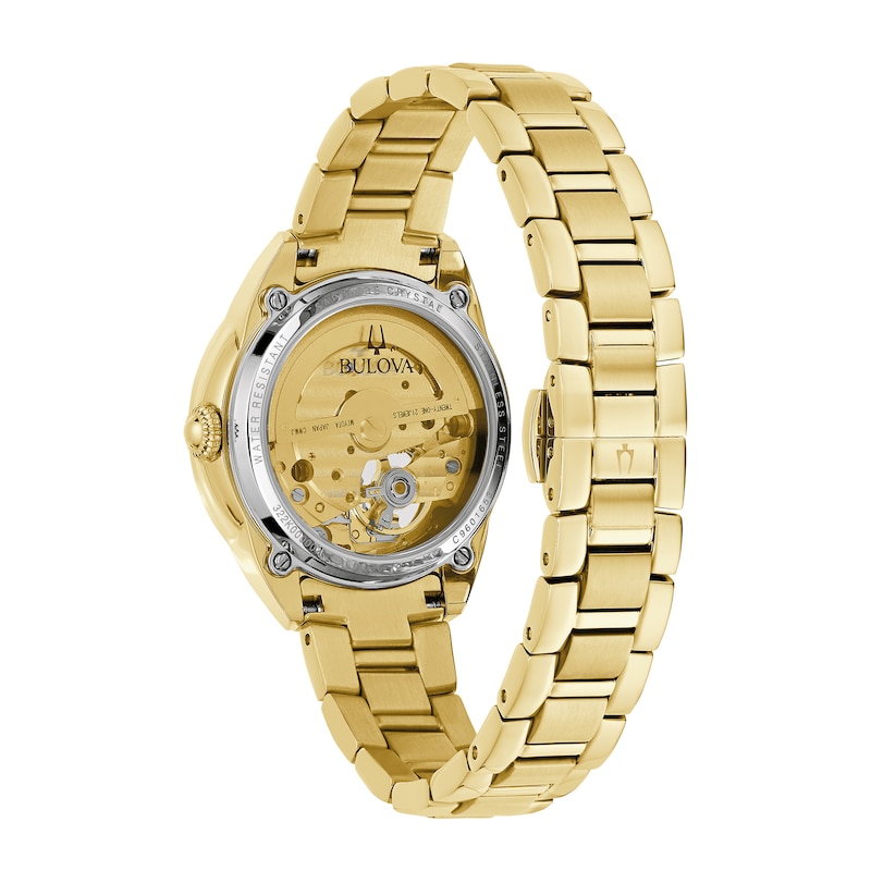 Main Image 3 of Ladies' Bulova Sutton Gold-Tone Watch with Mother-of-Pearl Dial and Skeleton Heart (Model: 97L172)