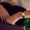 Thumbnail Image 4 of Ladies' Bulova Sutton Diamond Accent Gold-Tone Black Strap Watch with Rectangular Mother-of-Pearl Dial (Model: 97P166)