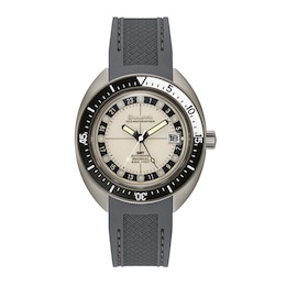 Men's Bulova Oceanographer Grey IP Black Strap Automatic Watch with Luminescent White Dial (Model: 98B407)