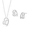 Thumbnail Image 1 of 1/4 CT. T.W. Diamond Tilted Heart Pendant and Stud Earrings Set in Sterling Silver