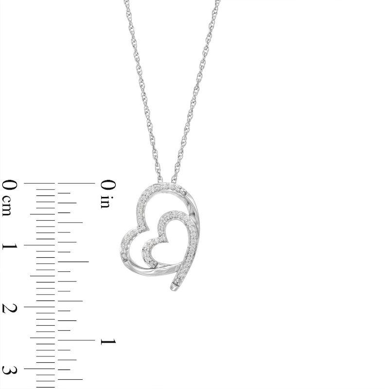 Main Image 3 of 1/4 CT. T.W. Diamond Tilted Heart Pendant and Stud Earrings Set in Sterling Silver