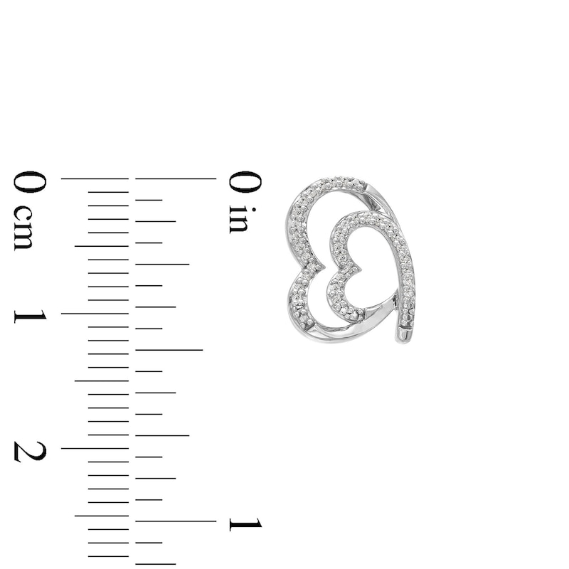 Main Image 4 of 1/4 CT. T.W. Diamond Tilted Heart Pendant and Stud Earrings Set in Sterling Silver