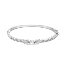 1/5 CT. T.W. Diamond Infinity Overlay Bangle in Sterling Silver
